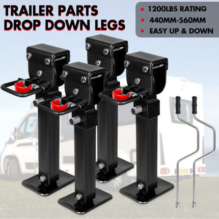 X-BULL Drop Down Corner Legs 440MM- 560MM Trailer Legs Steel W/Handle Caravan