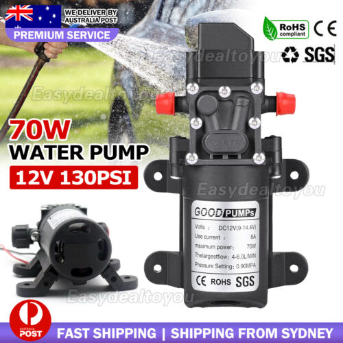 12V Water Pump 6Lpm 70W Self-Priming Caravan Camping Boat 130PSI FAST SHIPPING