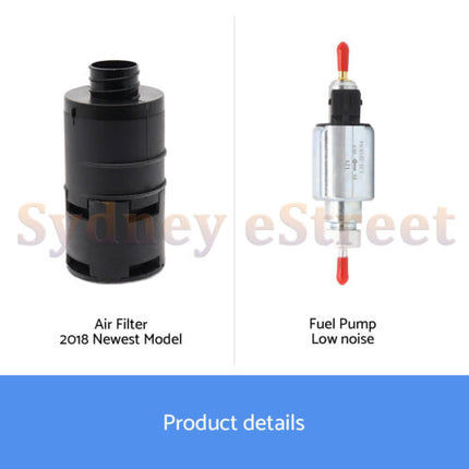 2KW 12V Diesel Air Heater Tank Digital Thermostat Silencer Fliter T Piece Remote