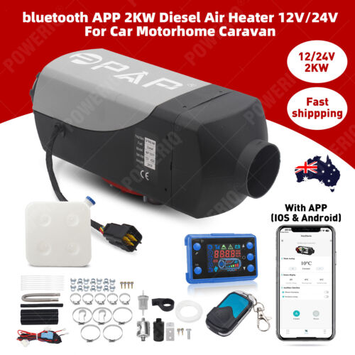 2KW 12V Diesel Air Heater Tank Digital Thermostat Silencer Fliter T Piece Remote