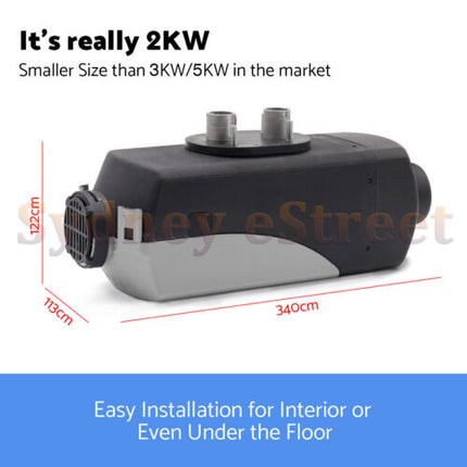 2KW 12V Diesel Air Heater Tank Digital Thermostat Silencer Fliter T Piece Remote