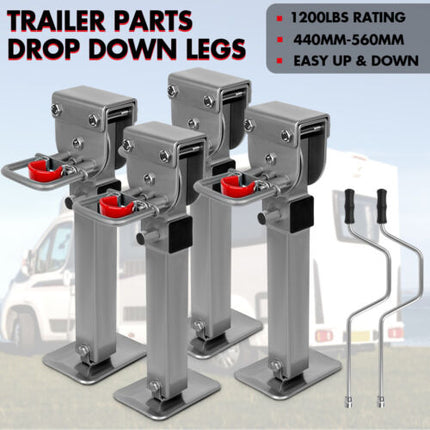 X-BULL Drop Down Corner Legs 440MM- 560MM Trailer Legs Steel W/Handle Caravan