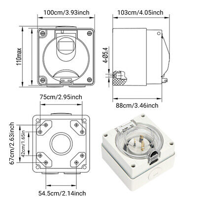SAA 3 Pin 10 Amp 10A Power Inlet Weatherproof IP66 for Motorhome Caravan RV 250V