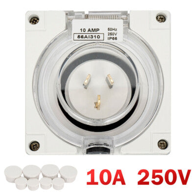 SAA 3 Pin 10 Amp 10A Power Inlet Weatherproof IP66 for Motorhome Caravan RV 250V