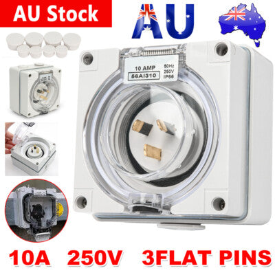 SAA 3 Pin 10 Amp 10A Power Inlet Weatherproof IP66 for Motorhome Caravan RV 250V