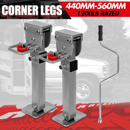 X-BULL Drop Down Corner Legs 440MM- 560MM Trailer Legs Steel W/Handle Caravan