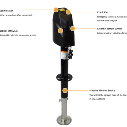 Black Jack 12V DC Electric Caravan Jack 1600kg Trailer Jack Jockey Leg Stand AU