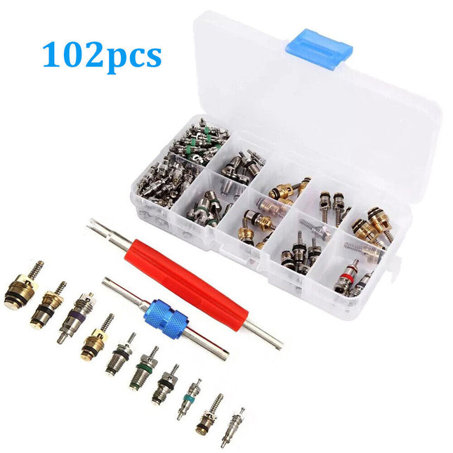 102Pcs R12&R134a Car A/C Air Conditioner Schrader Valve Core Remover Tool Kit