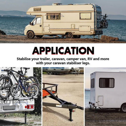 X-BULL Drop Down Corner Legs 440MM- 560MM Trailer Legs Steel W/Handle Caravan