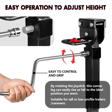 X-BULL Drop Down Corner Legs 440MM- 560MM Trailer Legs Steel W/Handle Caravan