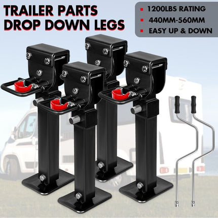X-BULL Drop Down Corner Legs 440MM- 560MM Trailer Legs Steel W/Handle Caravan