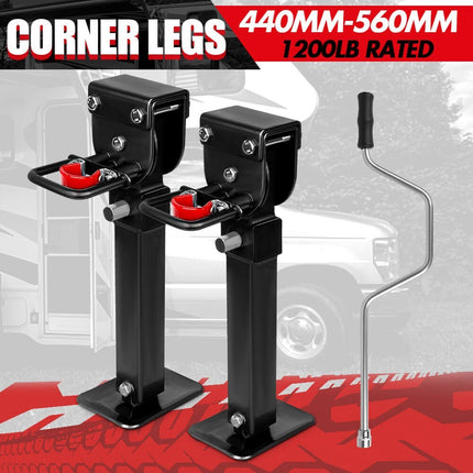 X-BULL Drop Down Corner Legs 440MM- 560MM Trailer Legs Steel W/Handle Caravan