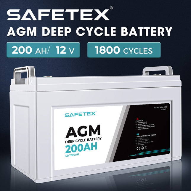 Safetex AGM Deep Cycle Battery 12V 200Ah Solar Lead Acid SLA 4WD Caravan Camping